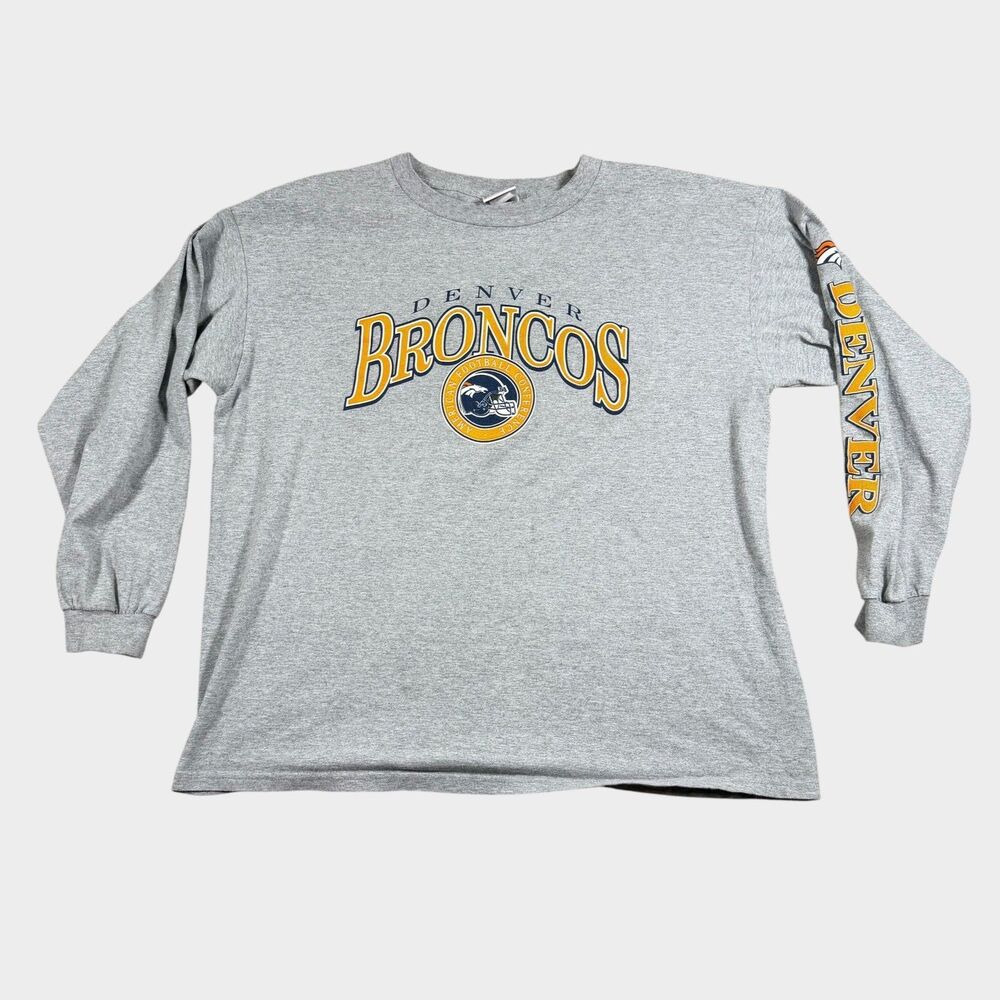 Vintage Denver Broncos Shirt XL Gray NFL Team Apparel Long Sleeve Sleeve Print
